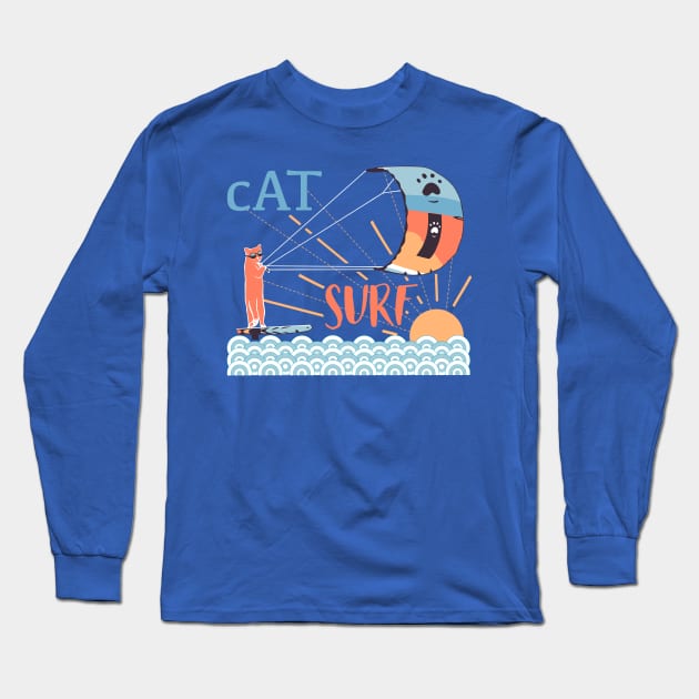 Cat surf Long Sleeve T-Shirt by Mimie20